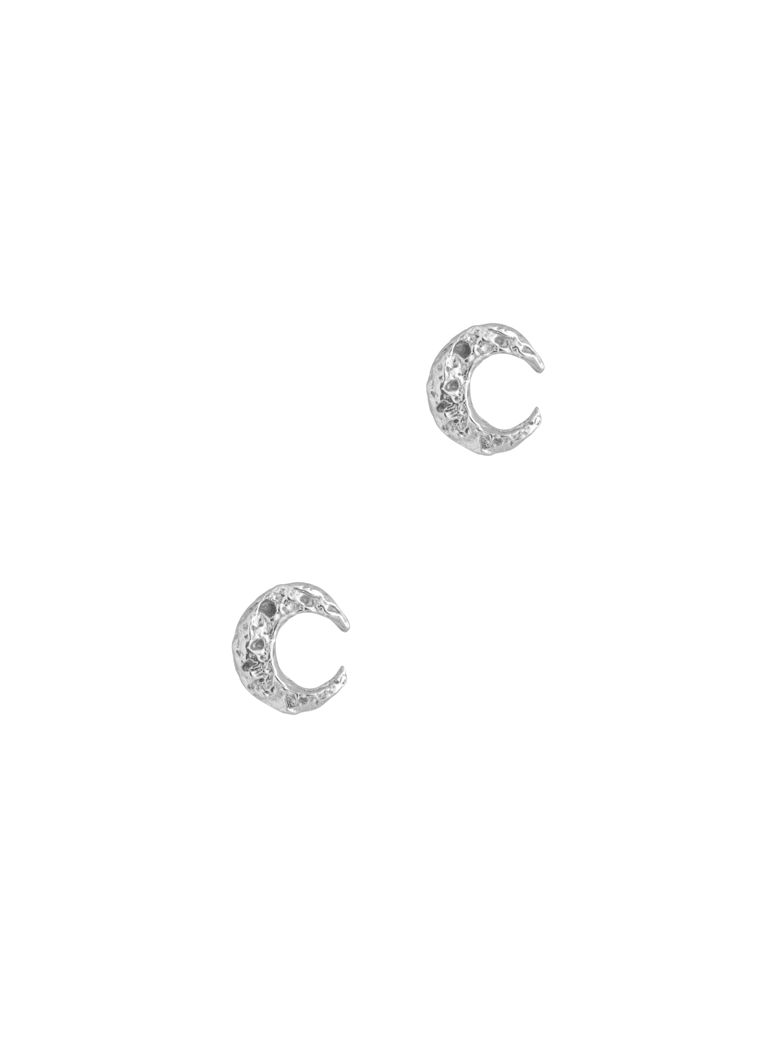 Micro crescent moon stud earrings silver